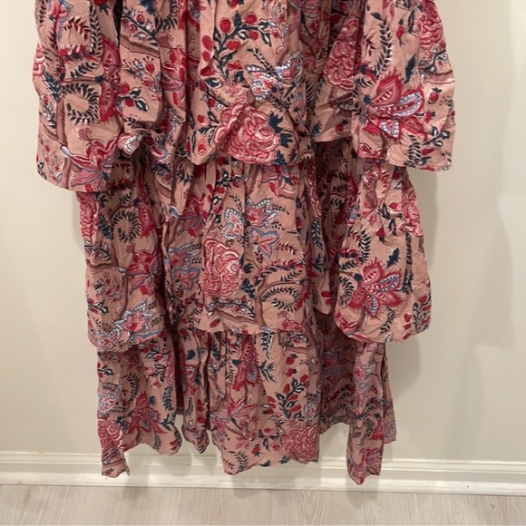 Anna Cate Sz S Charlotte Peaxh Floral Tiered Maxi Dress B24 - Picture 5 of 13